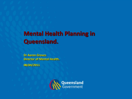 Queensland Mental Health Natural Disaster Recovery Plan 2011-2013