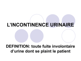 L`INCONTINENCE URINAIRE