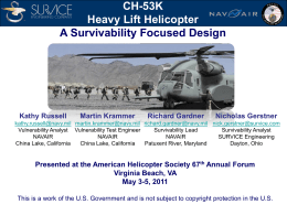 CH-53K Heavy Lift Helicopter: A Survivability Focused Design