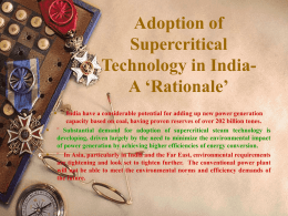 Adoption of Supercritical Technology in India- A `Rationale`