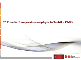 PF Transfer from previous employer to TechMahindra