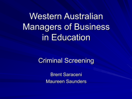Criminal Screening - WA Managers of Business in Education Inc