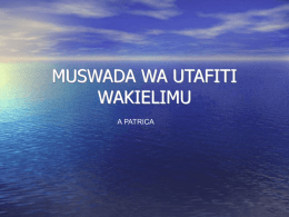 Muswada wa utafiti wakielimu