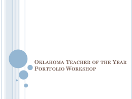 Oklahoma Teacher of the Year Portfolio Workshop