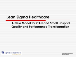 Lean Sigma Healthcare - Wyoming Critical Access Hospital Network
