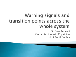 Warning Signals, Transition Points - Dr D Beckett