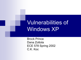Vulnerabilities of Windows XP