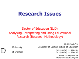 Nature of research - Durham University