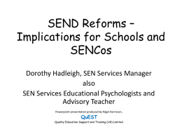 SEND Reforms – implications for schools and