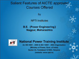 Salient features of AICTE Approved B.E. (Power Engg.)
