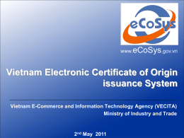 Vietnam Electronic Certificate of Origin issuance System