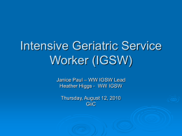 Intensive Geriatric Service Worker