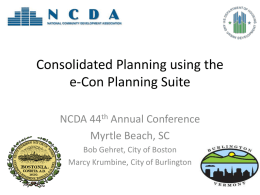Consolidated Planning using the e
