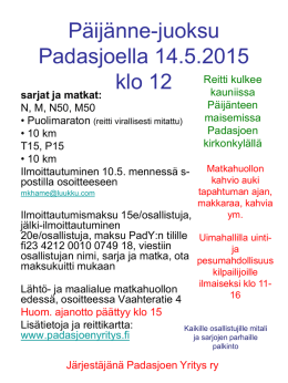 PÄIJÄNNE-JUOKSU helatorstaina 14.5.2015