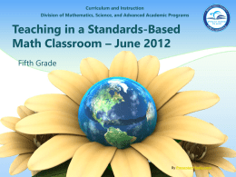 Summer 2012 PD Fifth Grade
