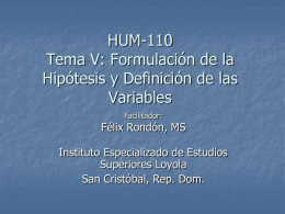 Profesor Rondon Tema 5 Formulación de Hipótesis