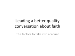 Leading a better quality of conversation about faith