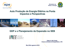 GDP e o Planejamento da Expansão no SEB