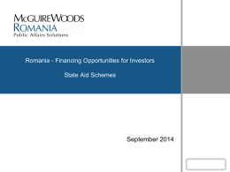 Romania - Financing Opportunities for Investors State Aid Schemes