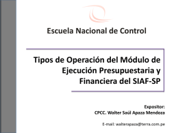 Tipos de Operación del SIAF-SP (2011)