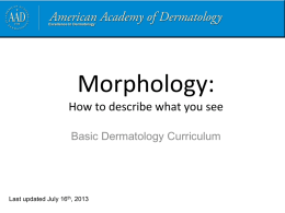 Morphology - American Academy of Dermatology