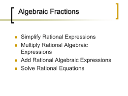 31 Algebraic Fractions