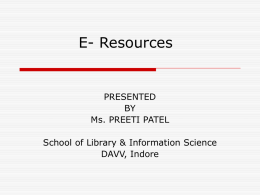 E- Resources - Library and Information Science
