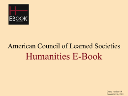 American Council of Learned Societies The History E