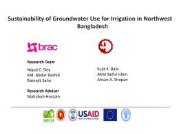 Sustainability of groundwater use for irrigation in