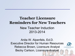 Teacher Licensure Reminders for New Teachers