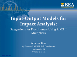 Input-Output Models for Impact Analysis: Suggestions for