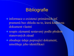 Úvod do bibliografie a metodika bibliografické práce