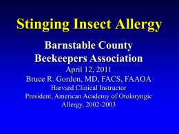 Stinging Insect Allergy - Barnstable County Beekeepers Association