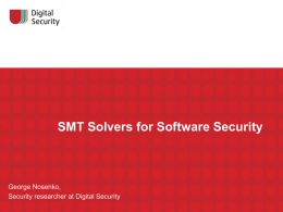SMT Solvers for Software Security