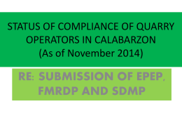 status of compliance re: epep, fmrdp and sdmp