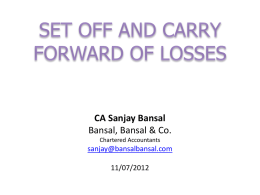 Set off of losses