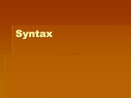Syntax 2. AG