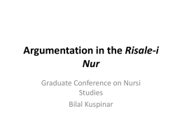 Argumentation in the Risale