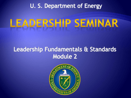 U. S. Department of Energy First Line Leadership Seminar