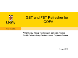 GST and FBT (for COFA)