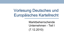 Vorlesung Deutsches und Europäisches Kartellrecht