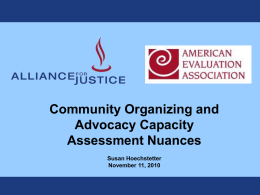 Community Organizing and Advocacy Capacity