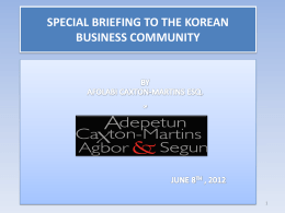 special briefing to the korean business community - ACAS-LAW