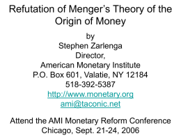 Money And Trade Considered - American Monetary Institute