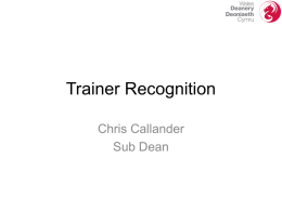 GMC Trainer Recognition Dr Callander 2013
