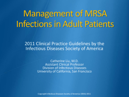 Management of MRSA - IDSA - Infectious Diseases Society of America