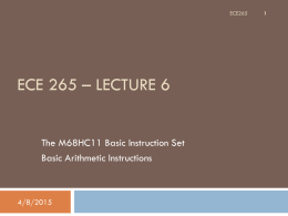 Lecture 6 - Basic Instruction Set arithmetic instr