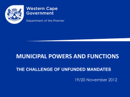 municipal powers and functions the challenge of unfunded mandates