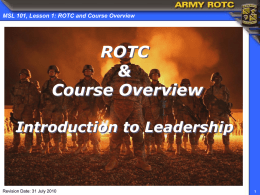 MSL 101, Lesson 1: ROTC and Course Overview