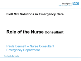 Role of the Nurse Consultant, Paula Bennett